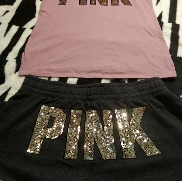 Victoria's Secret Pink Bling Sequin Tank & Shorts Set. L. - Picture 2 of 9